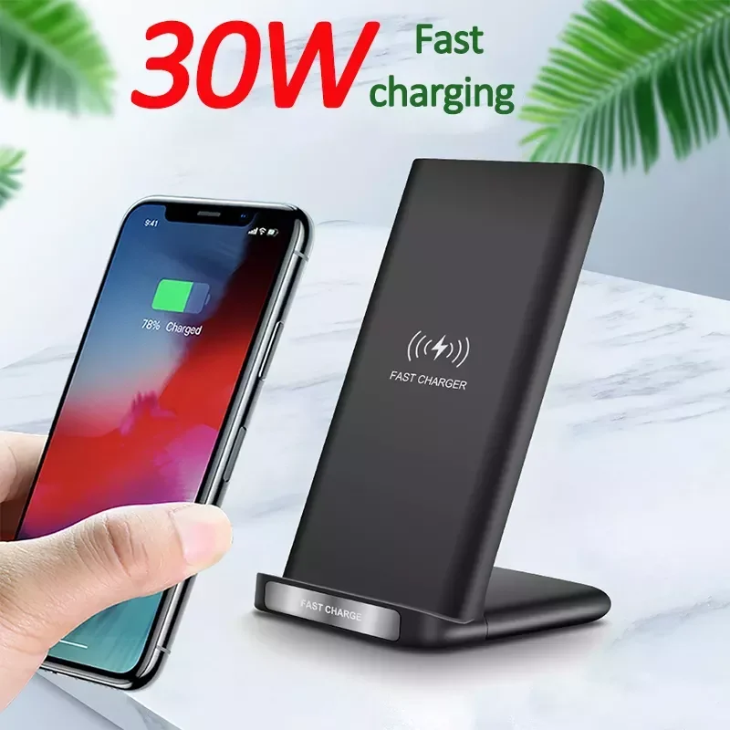

30W Qi Wireless Charger Stand Fast Charging Dock Station 12 11 Pro X XS Max XR 8 S20 S10 Holder