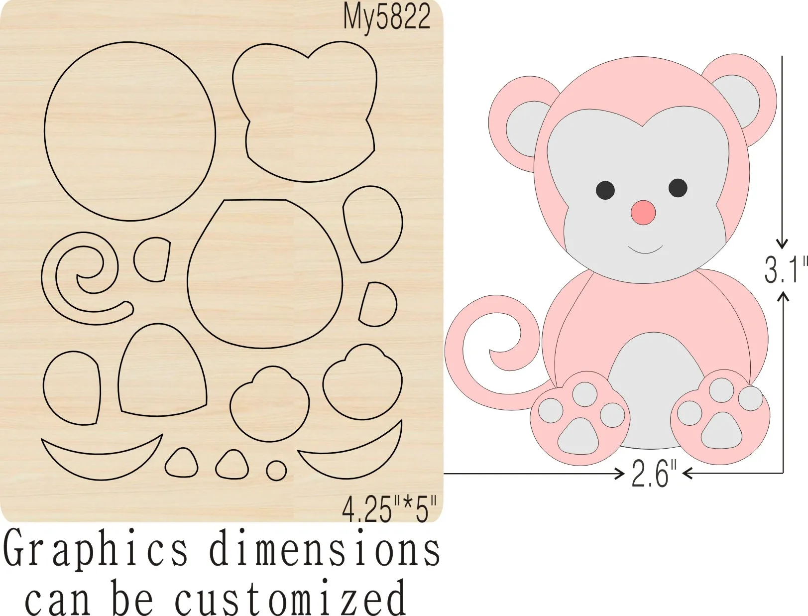 

MY5822 wood cutter die-cutting die is compatible with most die-cutting machines on the market.