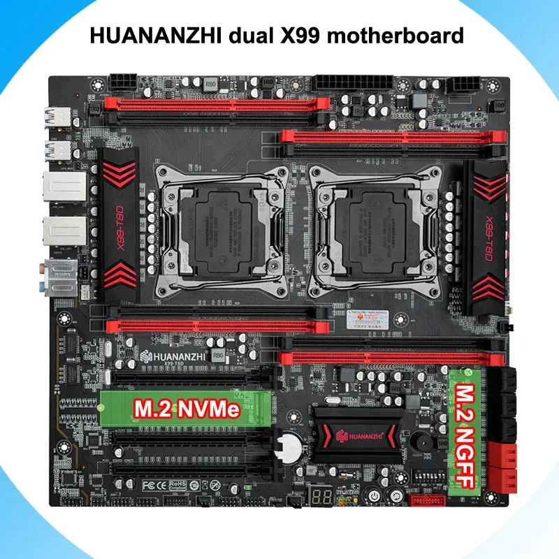 Материнская плата HUANANZHI X99-T8D с 8 разъемами DDR3 RAM M.2 NGFF NVMe SSD-слотами двумя для
