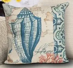 Декоративная наволочка из льна и хлопка mingrizhiguang home 45x45 см синего цвета