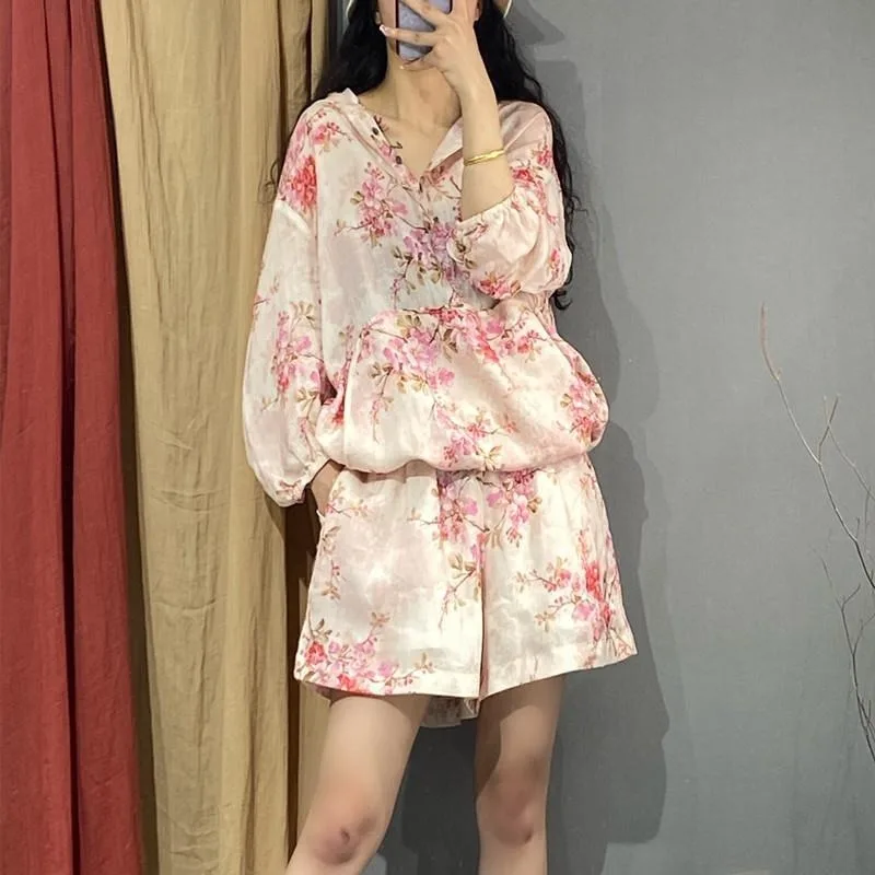 Костюм большого размера для снижения возраста женская летняя блузка с капюшоном