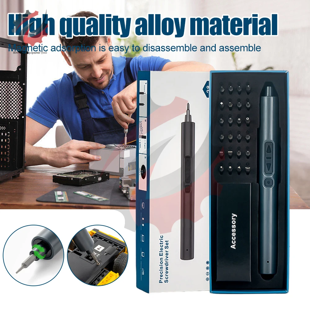 

Мини - электрическая отвертка 28 в 1 Заряжаемая беспроводная прецизионная электрическая отвертка, 24 - разрядная, светодиодная лампа, магнитная прокладка