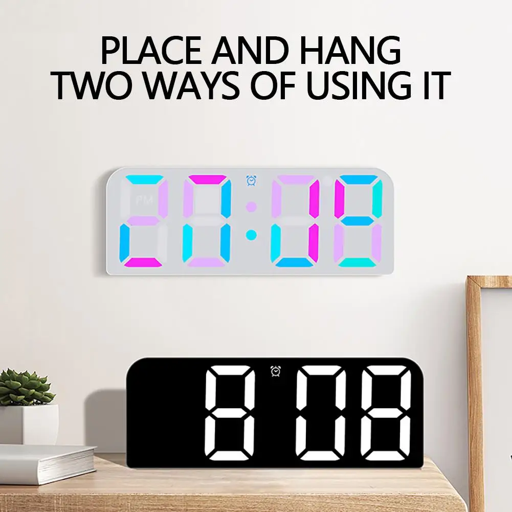 

LED Digital Wall Clock With Remote Control 12/24 Hour Format Automatic Night Mode Alarm Clock For Living Room Office Bedroom