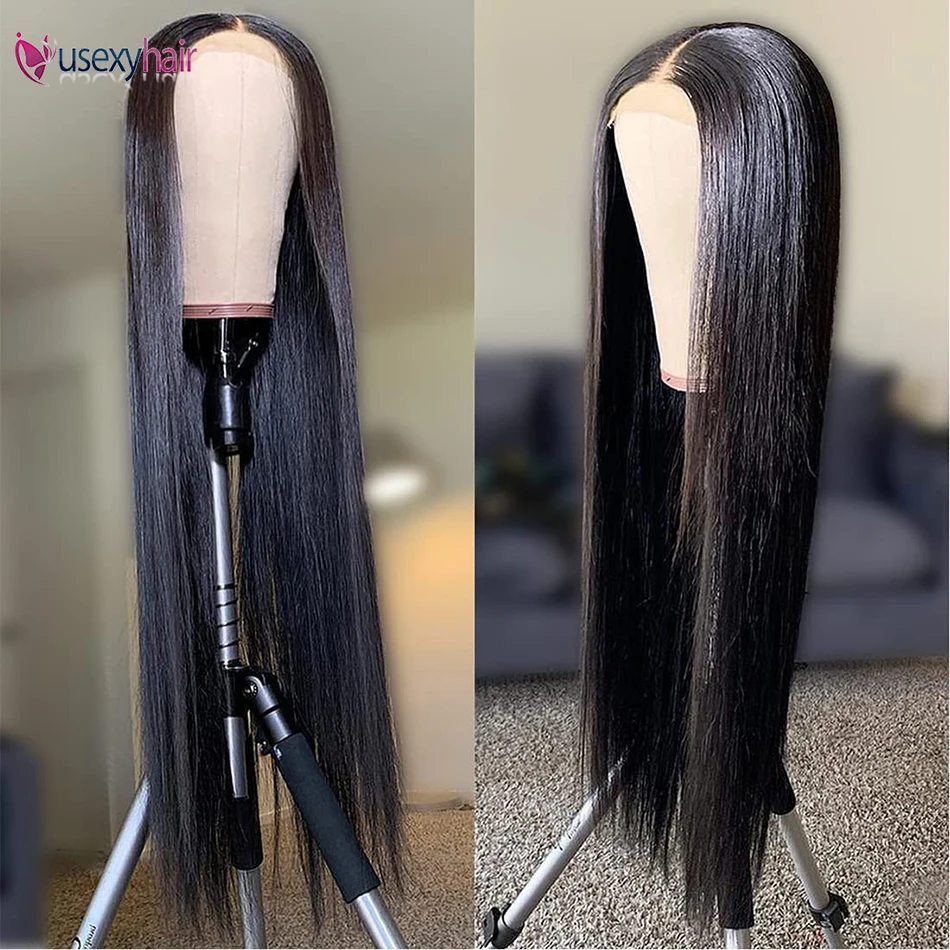 Straight Human Hair Wigs 13x4 Lace Front Brazilian Remy Hair 180% Density Transparent HD Lace Frontal Wig for Women Pre Plucked
