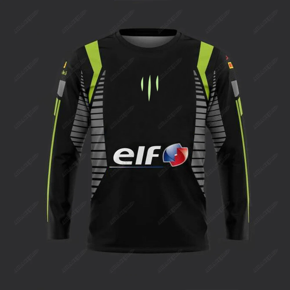 

For Kawasaki WorldSBK Motorcycle Mens Quick Dry Moto Racing Team Long Sleeve T-Shirt Black Jerseys Breathable Not Fade Anti-UV