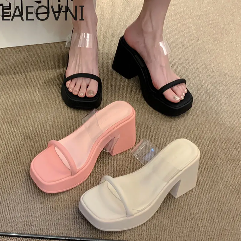 

Женские шлепанцы на танкетке, летние шлепанцы с открытым носком, на высоком каблуке, в уличном стиле, 2023