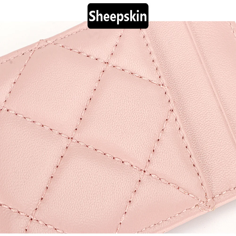 URBAN MASTER Sheepskin Leather ID Holder For Women Genuine Leather Hanging Neck Fashion Chain StrapThin Work Credit Card Holder