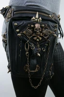 men womens fashion trends shoulder crossbody bag pu leather motorcycle bag retro steampunk waist pack handbag leg purse