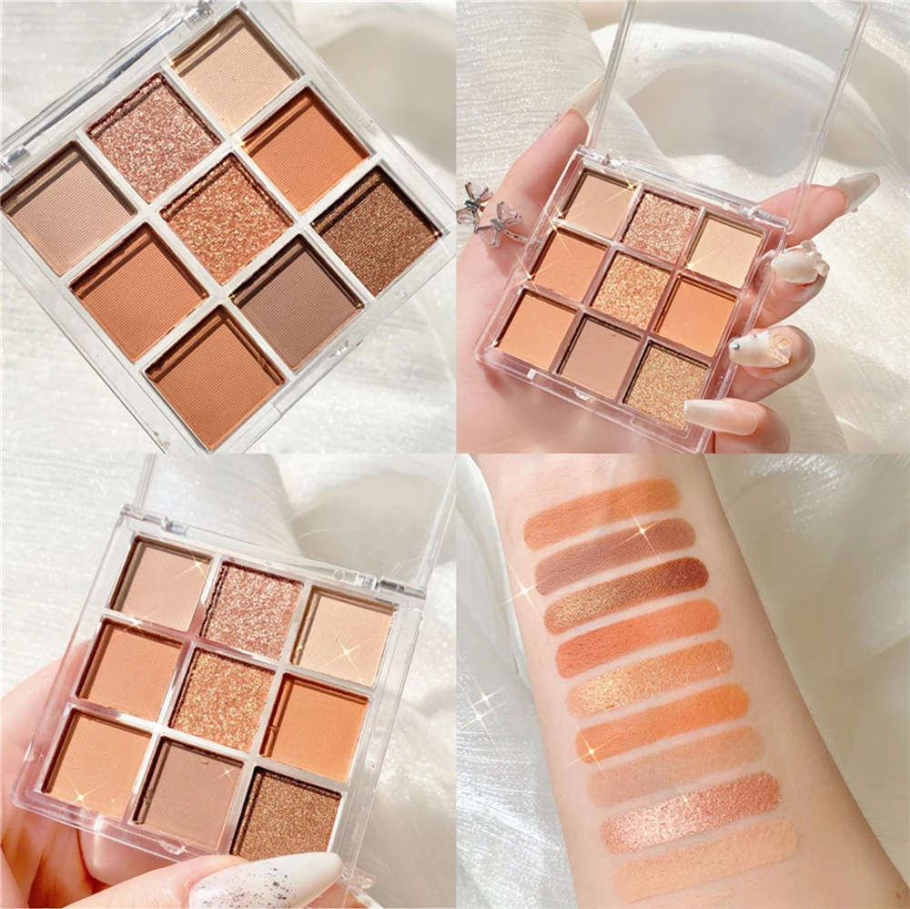 

9 Colors Eyeshadow Shimmer Palette Glitter Nude Cosmetics Pearlescent Earth Color Eye Makeup Eyeshadow Kit