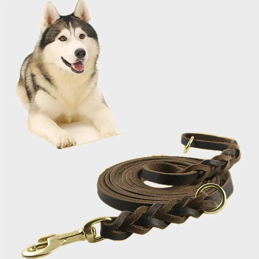 

4.3M Braided Leather Dog Leash Pet K9 Walking Training Leash Lead For Medium Large Dogs German Shepherd Gift Dog Training