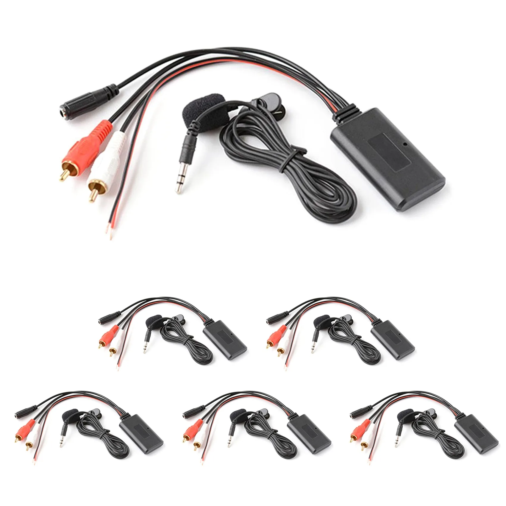 

6Sets Car Wireless Bluetooth Module Music Adapter RCA AUX Audio Cable Handsfree Microphone for 2RCA AUX-IN Audio Input