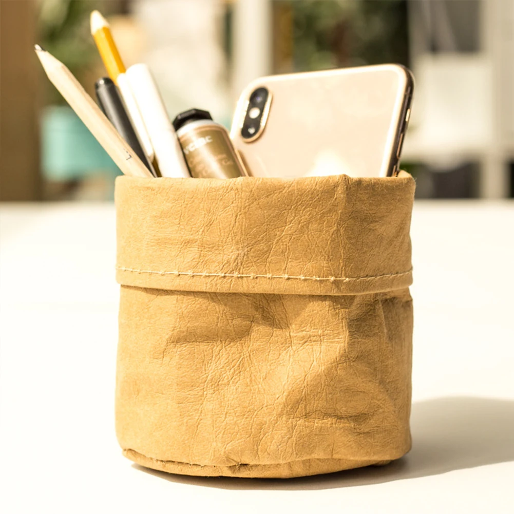 

Washable Kraft Paper Flowerpot Desktop Flower Reuseable Succulents Planter Pot Multifunction Storage Bag Pot Container Flowerpot