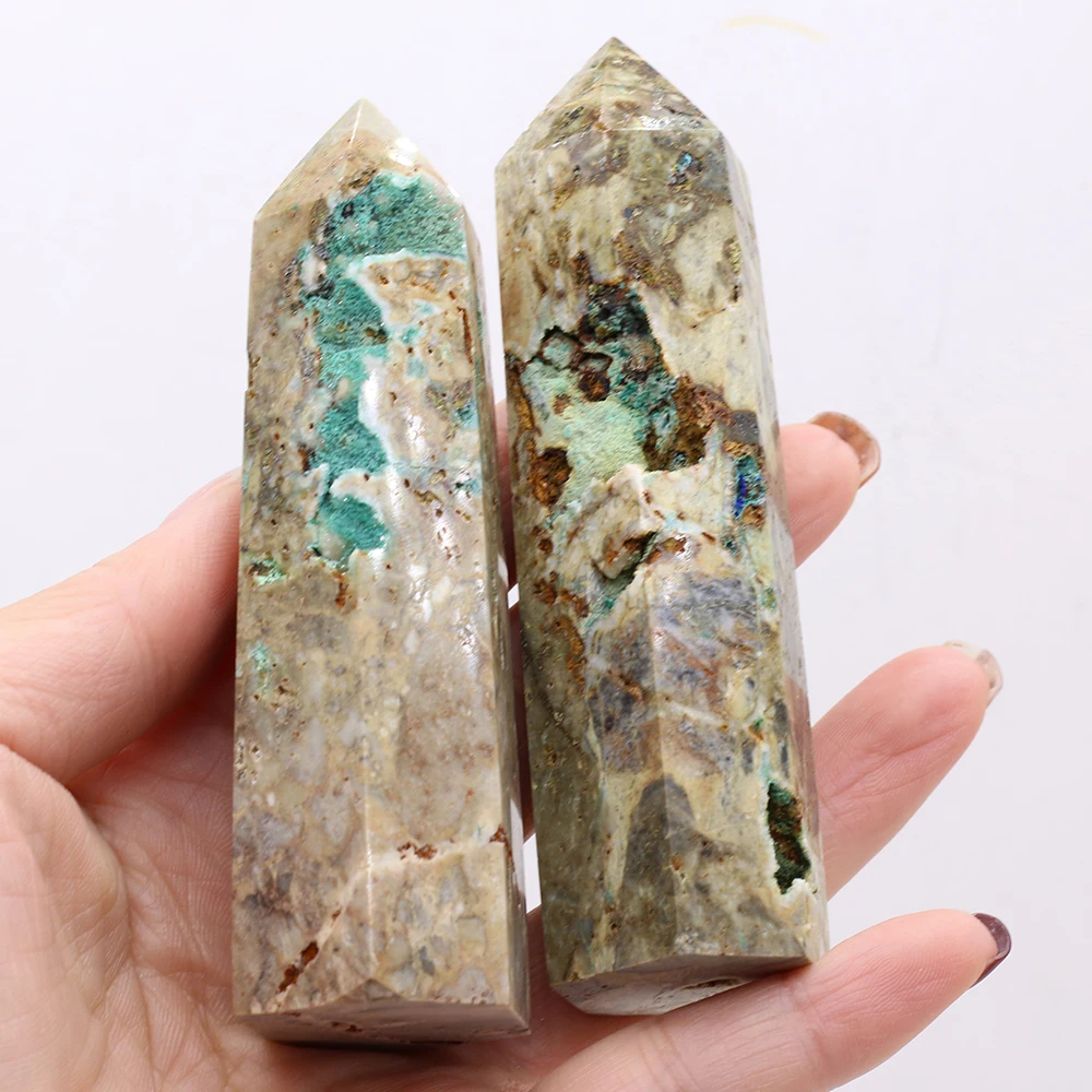 

Natural Stones Lake North Pine Crystal Point Wand Healing Green Health Stone Energy Ore Mineral Crafts Home Decoration Craft 1PC