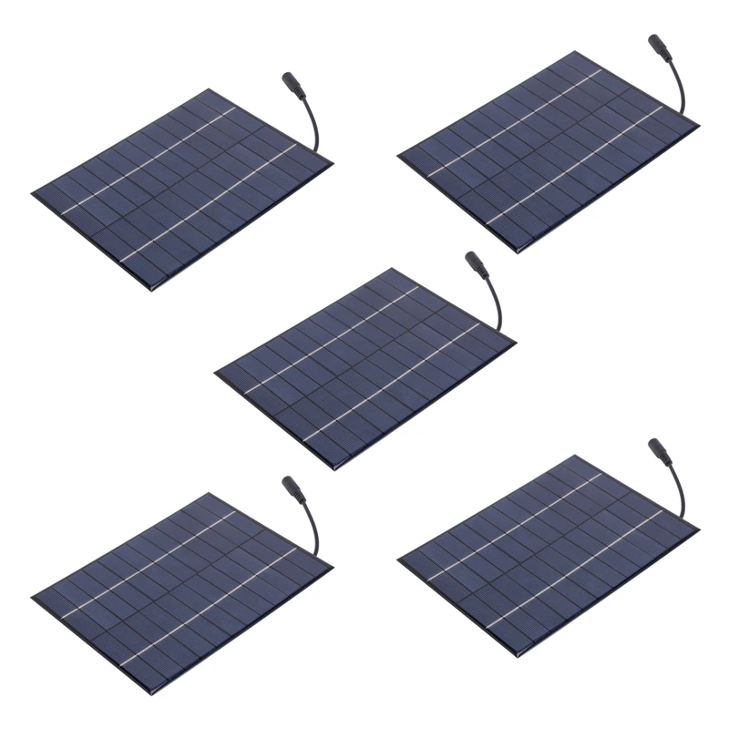 

GTBL 5X 12V 5.2W Mini Solar Panel Polycrystalline Solar Cells Silicon Epoxy Solar DIY Module System Battery Charger + Output