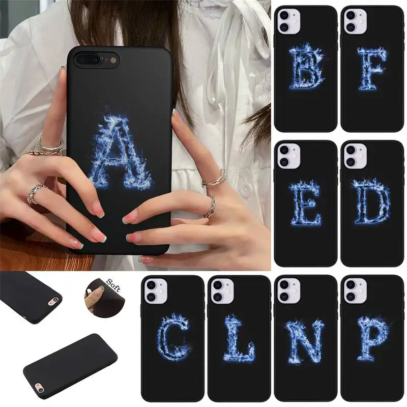 

Flame Fire Initial Letter A Z Phone Case fundas shell cover for iphone 6 6s 7 8 plus xr x xs 11 12 13 mini pro max