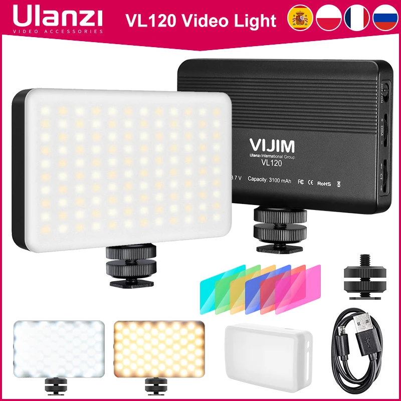 

2023 Ulanzi Vijim VL120 3200K-6500K LED Video light with Softbox and RGB Color Filters light for video Conference Lighting Fill