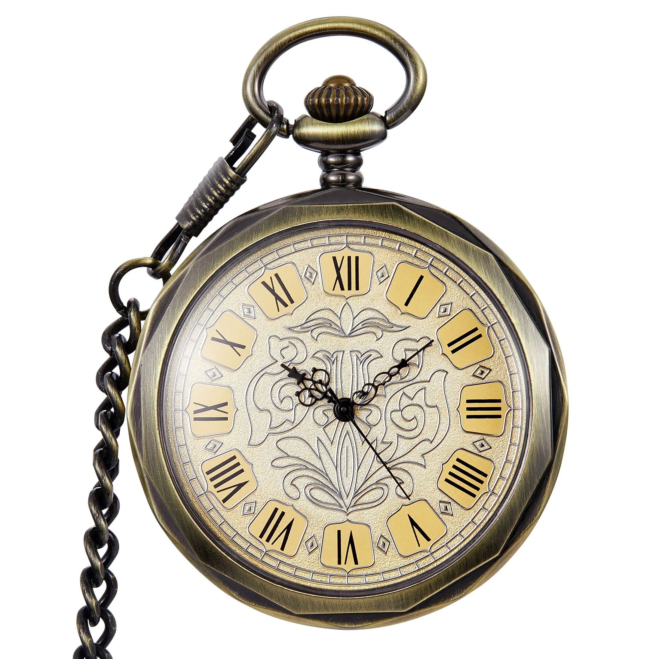 Antique Silver London Pocket & Fob Watches Hand Wind Skeleton Men Women Mechanical Pocket Watch With Pendant Chain Necklace images - 6