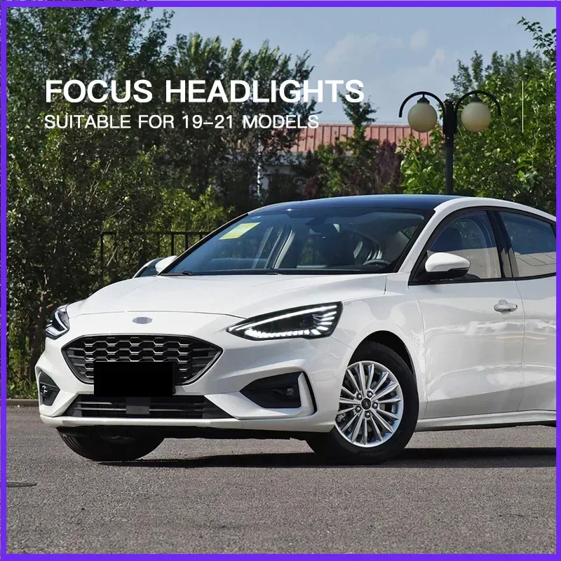 Фото Автомобильные светодиодные фары в сборе для Ford Focus 2019-2021, автоматические противотуманные фары DRL, стоп-сигнал, указатель поворота Plug and Play №1