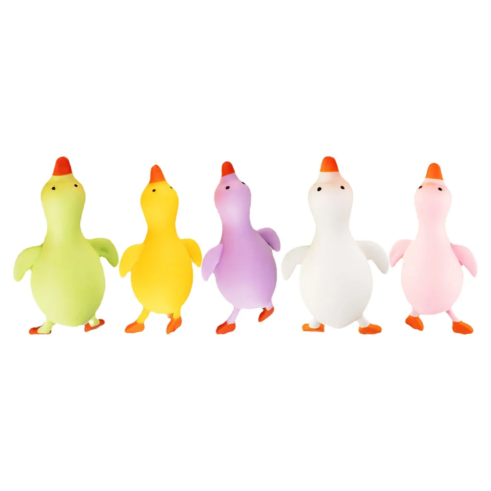 

5 Pcs White Goose Funny Squeeze Toys Kid Simulated Duck Office Desk Elastic Stress Balls Novelty