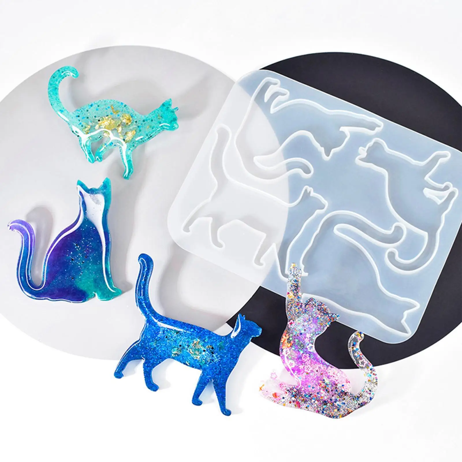 

3D Cartoon Cat Brooch Crystal Epoxy Resin Mould Jewelry Silicone Molds DIY Craft Making Accessory Casting Tools
