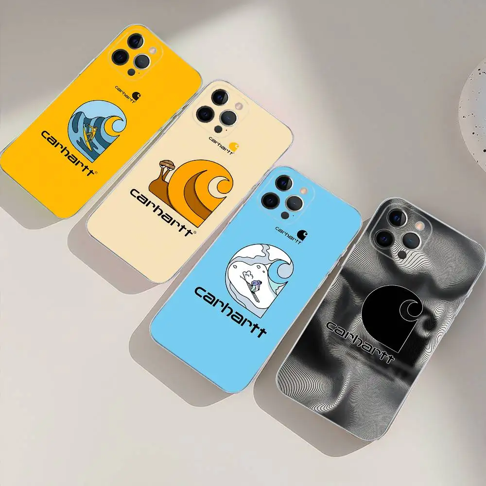 Фото Силиконовый чехол C-Carharttes LOGO TPU для iPhone 11 12 13 14 15 16 17 Pro Max, противоударный, прозрачный, с прозрачной задней панелью №2