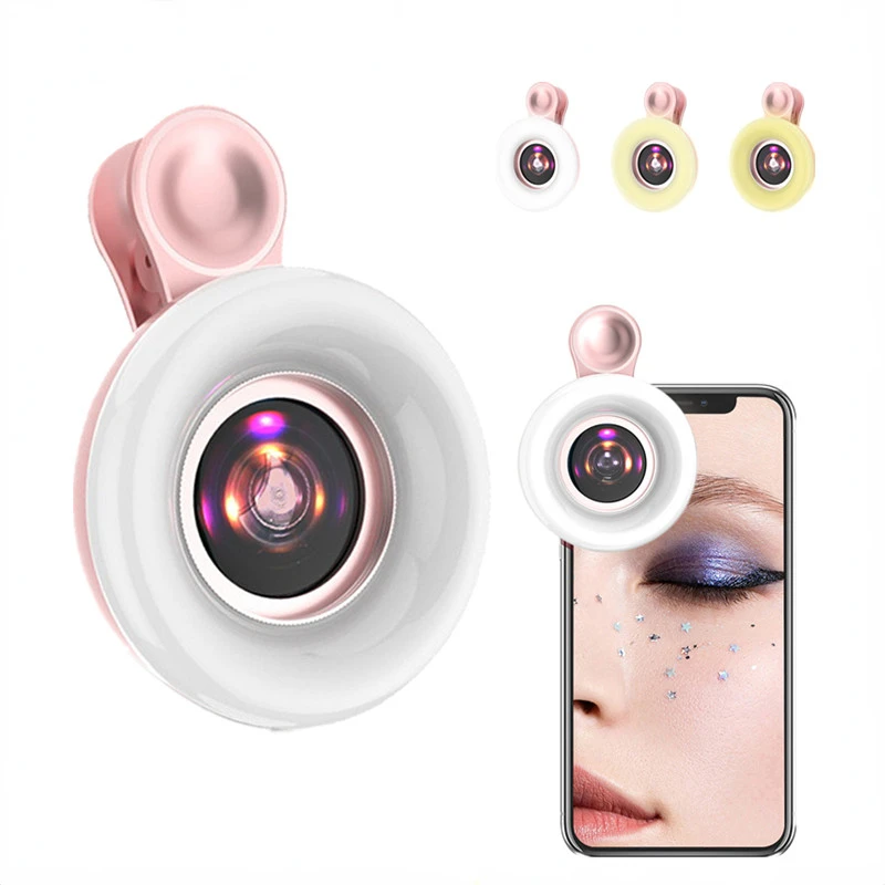 

New Mobile phone fill light 15X macro lens Portable Selfie LED Ring Light for iPhone Smartphone Universal Ring Clip Light