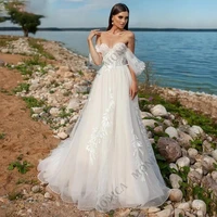monica elegant strapless wedding dress off the shoulder tulle applique fit temperament bridal custom dress prom party for 2022