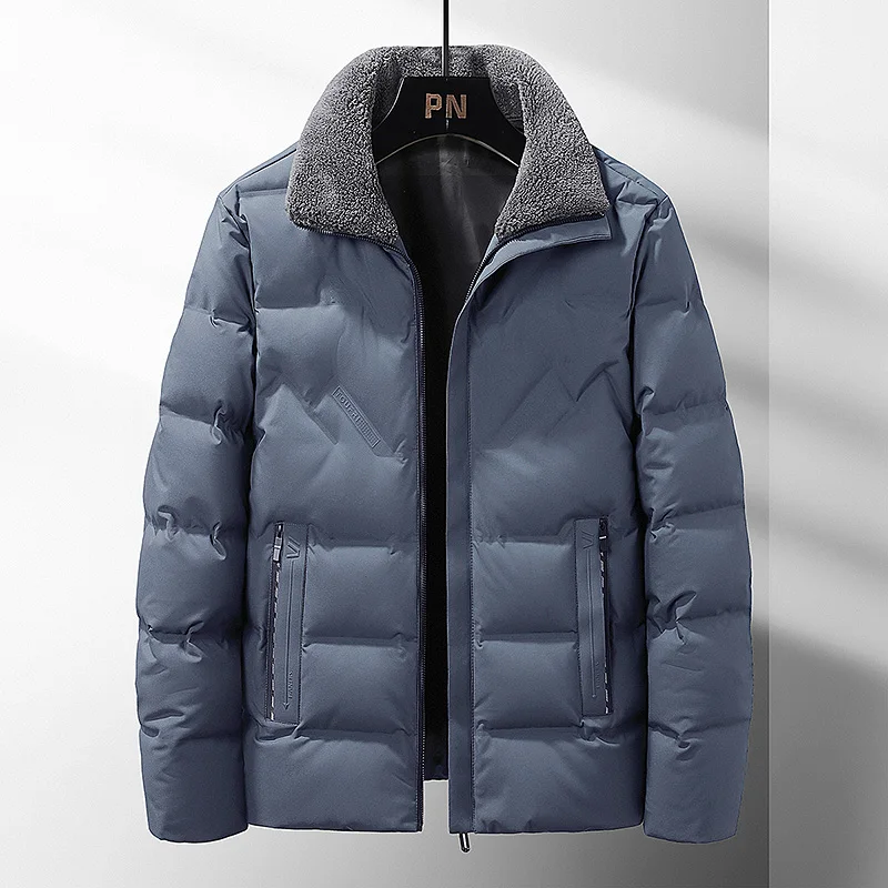 

2023 зимние толстые мужские пуховики, повседневные парки с меховым воротником, однотонная теплая пуховая куртка на молнии, Женское пальто