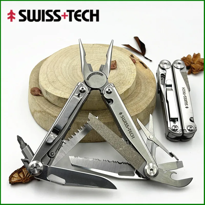 Фото SWISS TECH 18 в 1, многофункциональные плоскогубцы, складной многофункциональный комбинированный инструмент, карманный нож, портативное уличное оборудование EDC №1