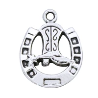 15pcs lucky horseshoe with cowboy boot spacer beads pendants jewelry 24 8x19 2mm l277 zinc alloy