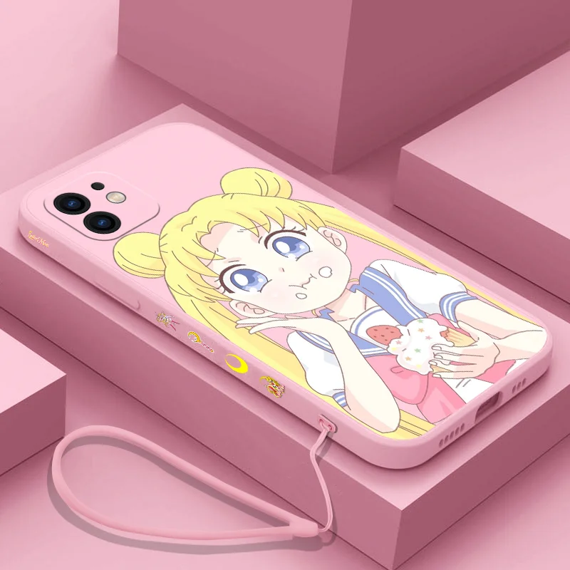 

Anime Moon Phone Case for Samsung A81 A53 A50 A12 A22S A52 A52S A51 A72 A71 A32 A22 A20 A30 A21S A02S A11 4G 5G with Hand Strap