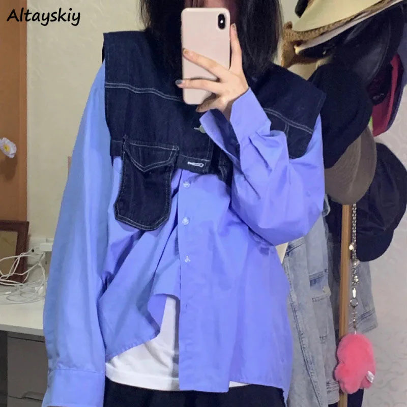 

Vests Women Crops Causal Fashion Summer Female Ulzzang Vintage Turn Down Collar All-match Streetwear Unisex Popular Simple Chic
