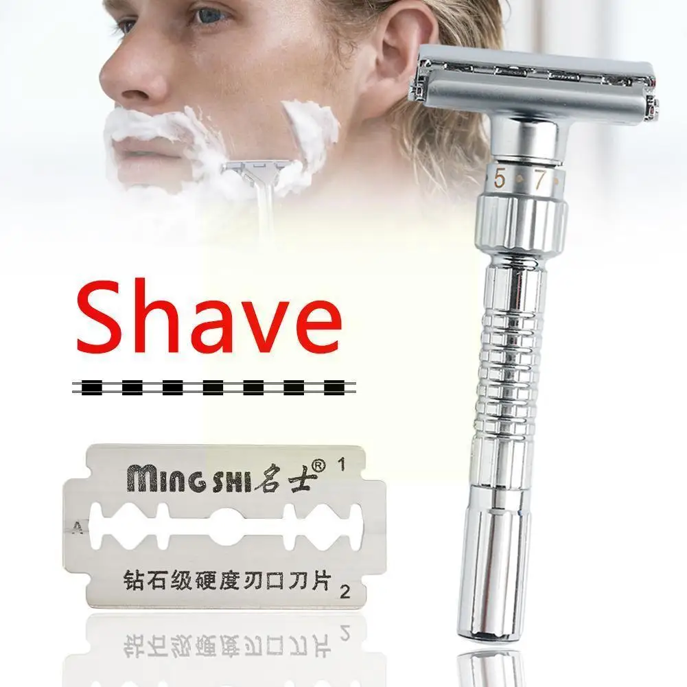 

Wet Shaving Safety Blade Razor Shaver Men's Manual Hair Gear 5 Edge Shaving Adjustable Double Nine Beard Care Mens Blades W H8X1