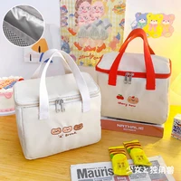 cute lunch bag women large capacity bear embroidery thermal food storage bags student portable lunch box tote cooler handbag