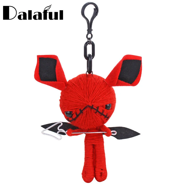 Dalaful Hand-made Woven Key Chains Rings Holder Knitting Doll Demons Monsters Evil Bag Pendant Keyrings KeyChains K285 | Украшения и