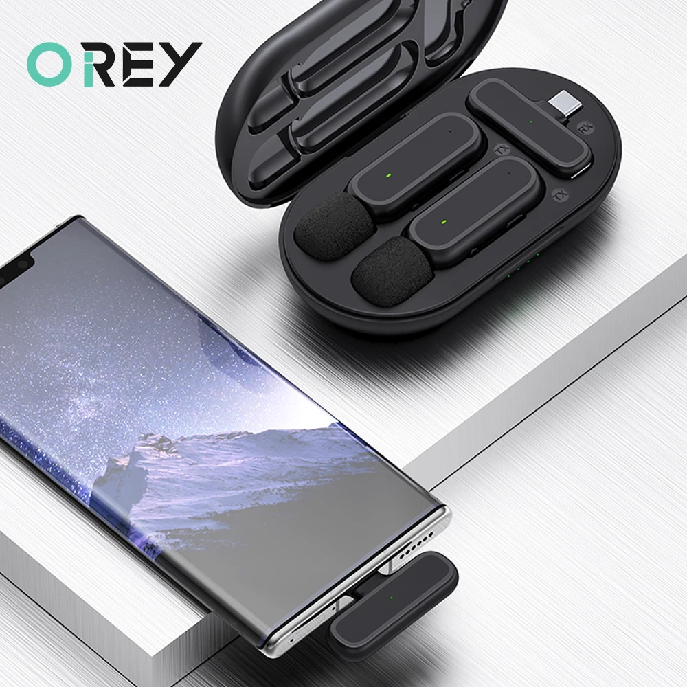 

Беспроводной петличный микрофон, портативный микрофон для записи аудио и видео, для iPhone и Android, с зарядным боксом