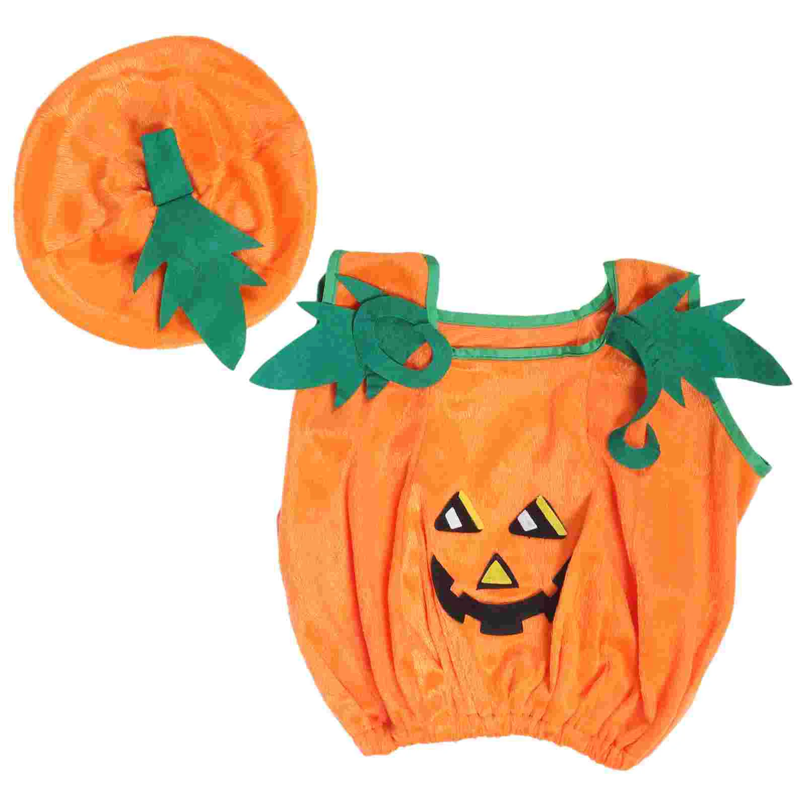 

1 Set Pumpkin Halloween Costume Children Halloween Party Costume Pumpkin Hat Clothes