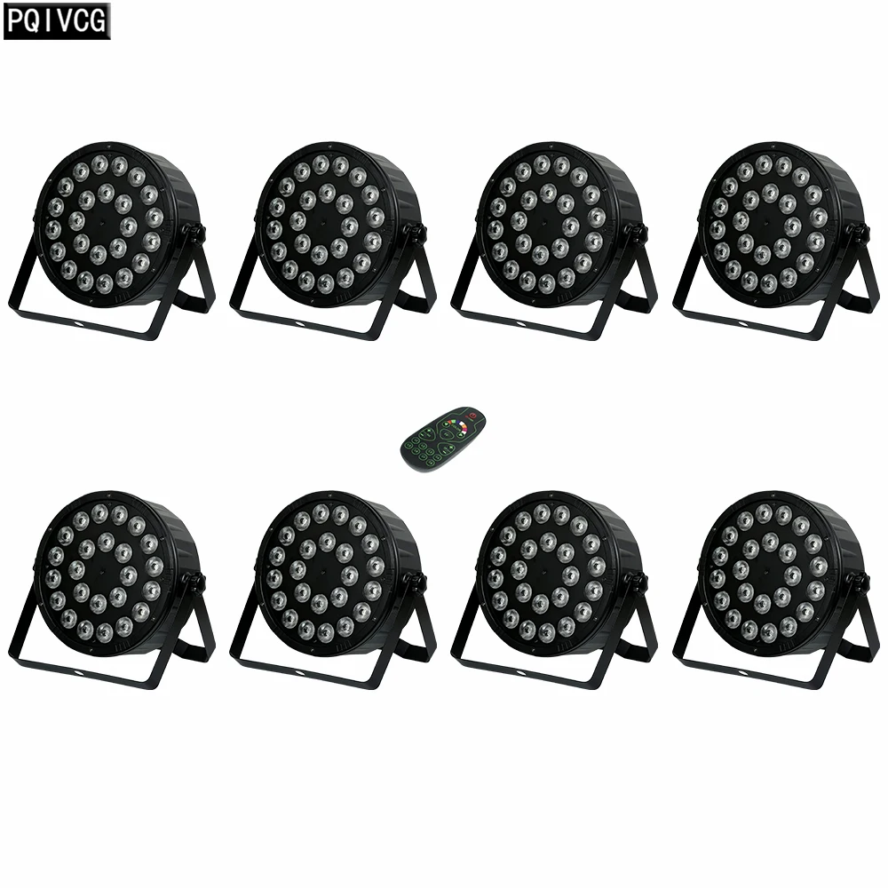

8pcs / lot 24x12w rgbw 4in1 led par light with remote dmx stage light flat par light fullo color