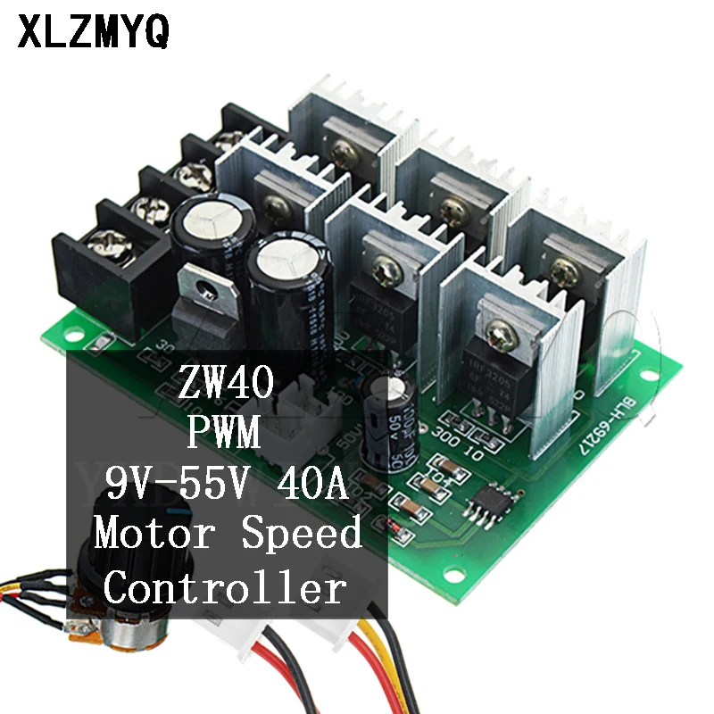 

DC 9V-55V 40A Motor Speed Controller DC 9V/12V/24V/36V/48V/55V Electric PWM Speed Control Regulator With Reversible Switch