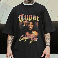 hip hop streetwear tops 2pac print oversized t shirt men cotton loose casual short sleeve mens tshirt 2022 new male clothing