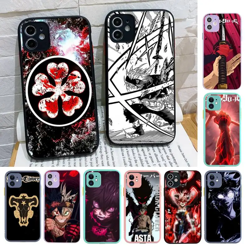 

Black Clover Anime Asta Phone Case for iPhone X XR XS 7 8 Plus 11 12 13 pro MAX 13mini Translucent Matte Case