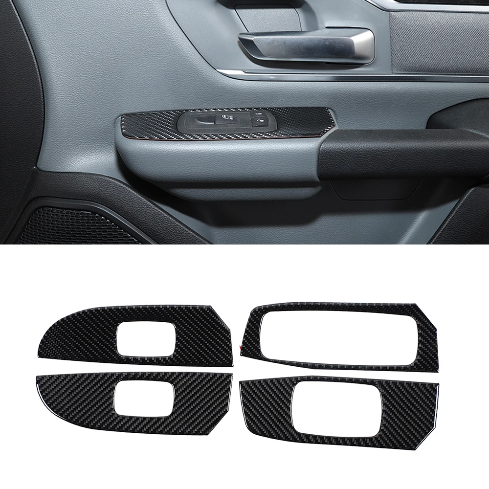 

Window Lift Switch Panel Decorative Trim Cover for Dodge RAM 2018 2019 2020 2021 2022 Car Inner Accessories Soft Carbon Fiber