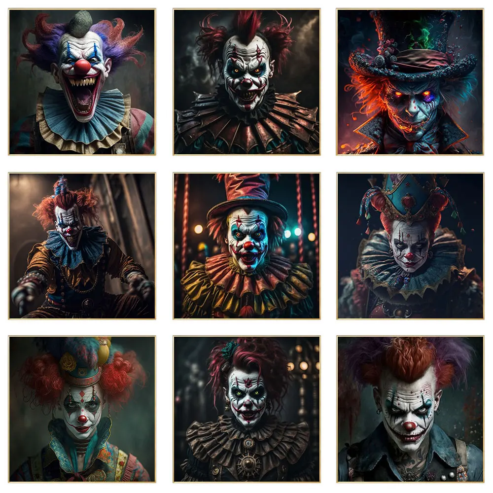 Абстрактная забавная картина с изображением цирк клоуна на холсте настенное