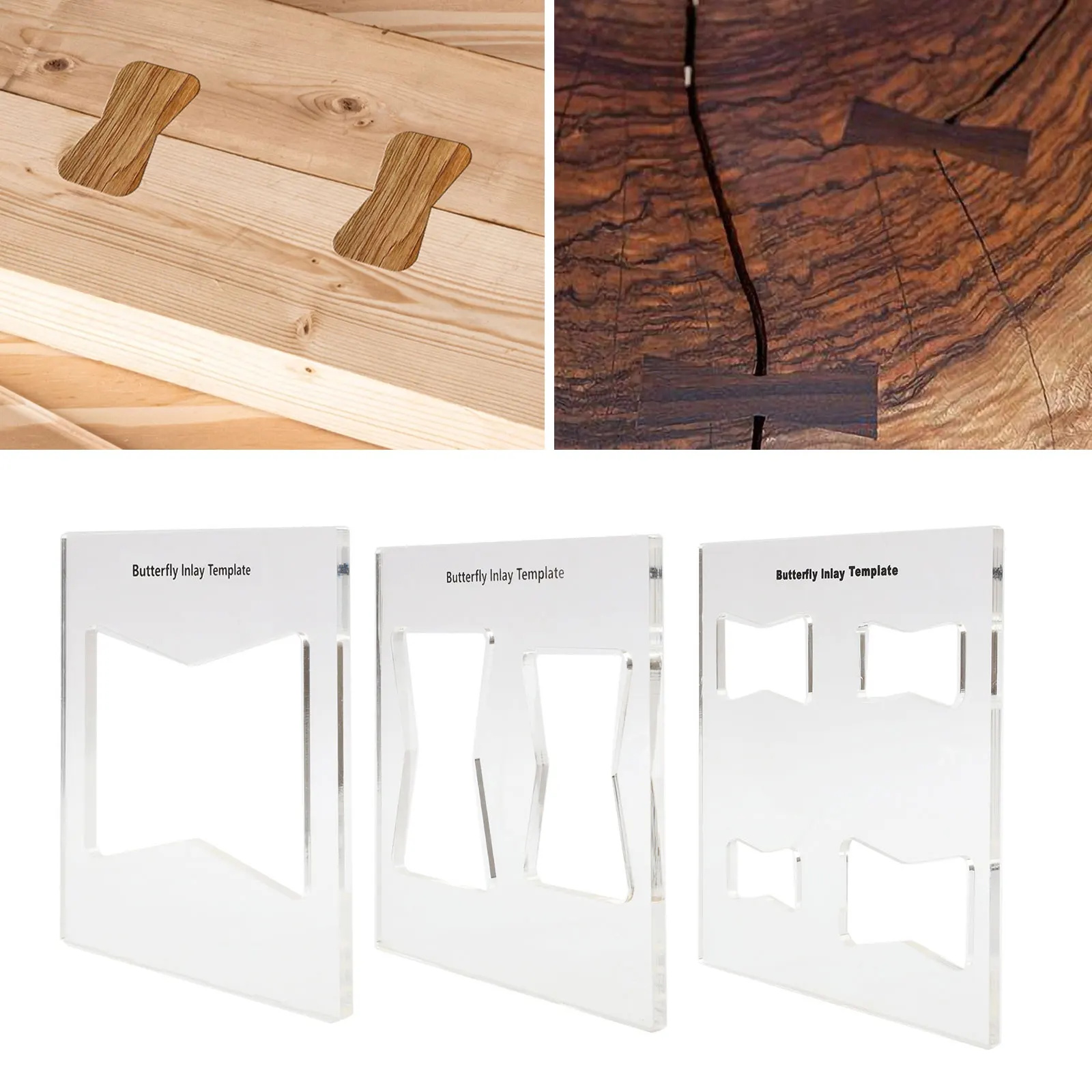 

3pcs Butterfly Inlay Template Scribing Carpenter Scribing Measuring Tool Board Splicing Scribing Ruler