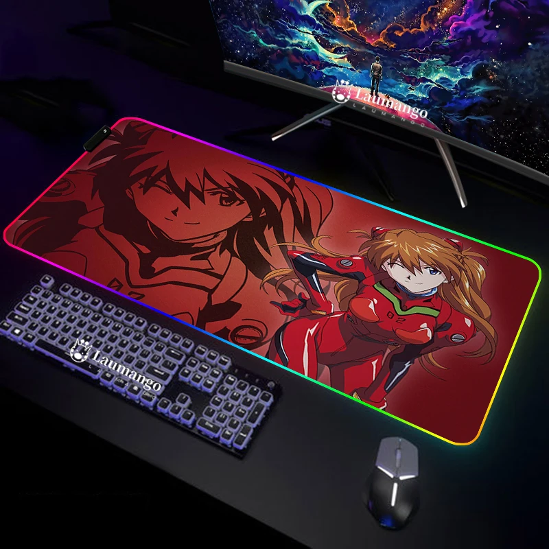 

Led Mousepad E-Evangelion Gamer Back Light Big Mousepepad Backlight Xxl Mouse Pad Cheap Pc Cabinet Kawaii Desk Accessories Anime