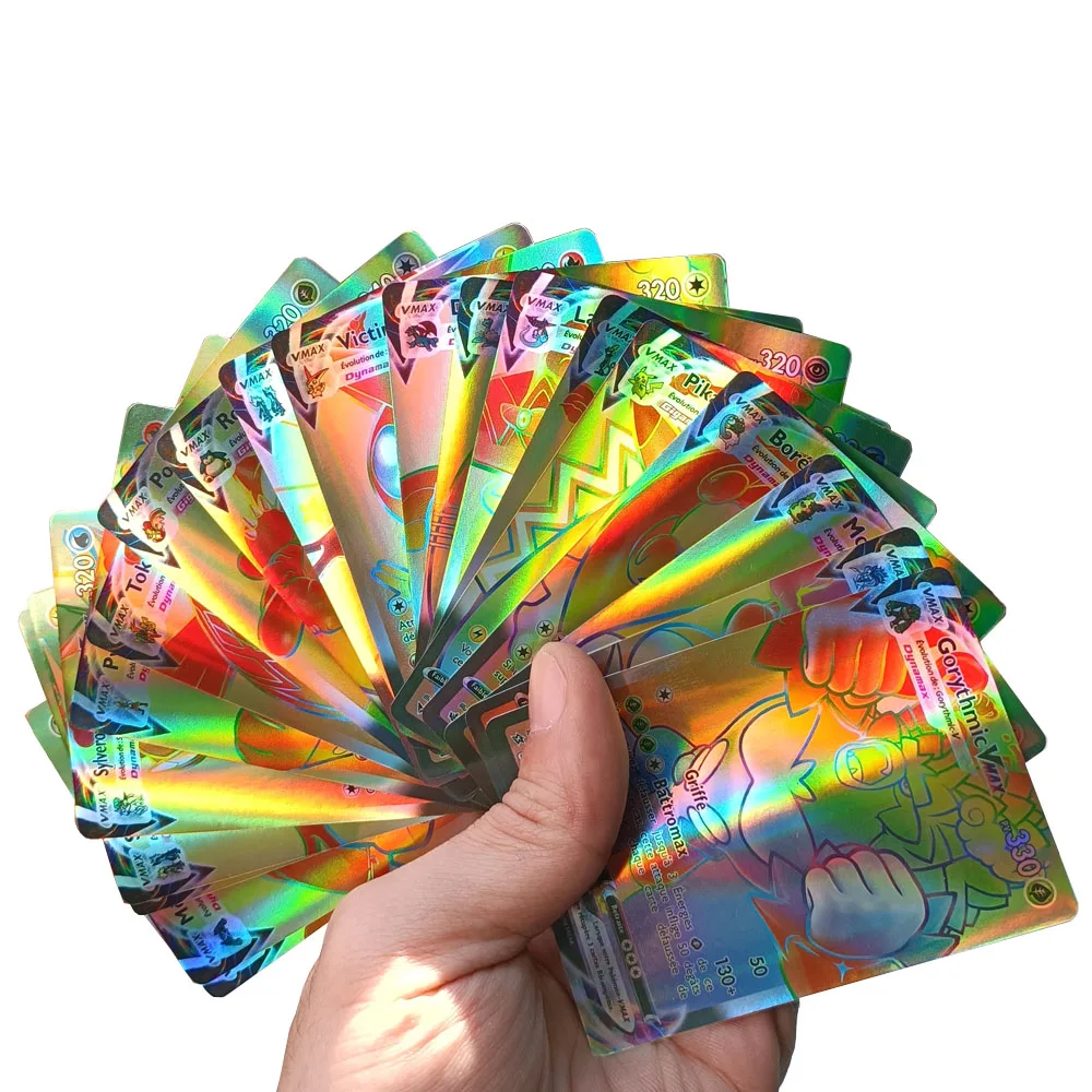 50-100Pcs Pokemon Card Spanish French 100VMAX 200 GX Best Selling Children Battle Desktop Game Tag Team Shining Vmax |