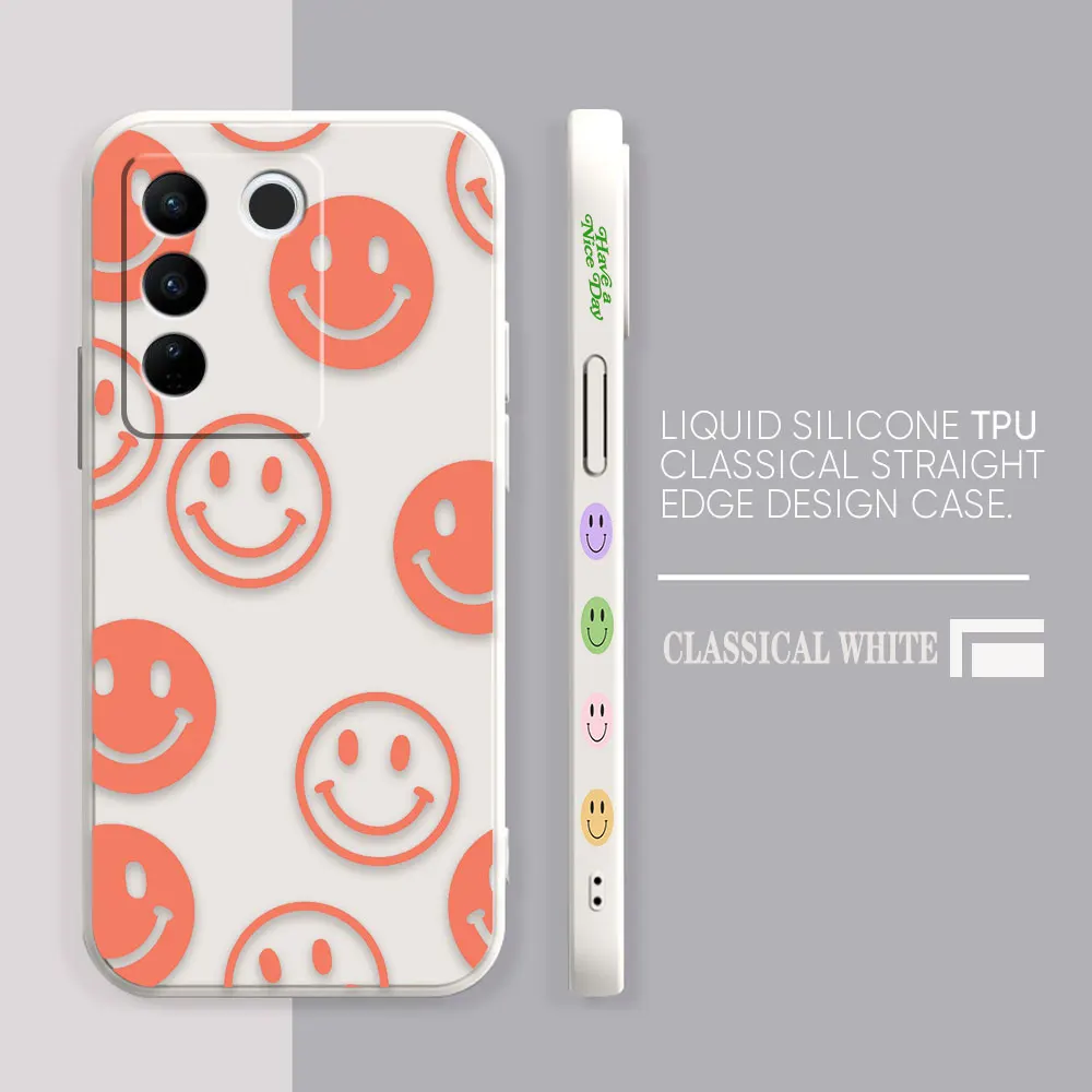 Case For VIVO S5 S6 S7 S9 S9E S10 S12 S15 S16 S16E V19 V20 V21 V23 V25 V27 PRO 5G Case Funda Cqoue Shell Capa Funny Smiling Face