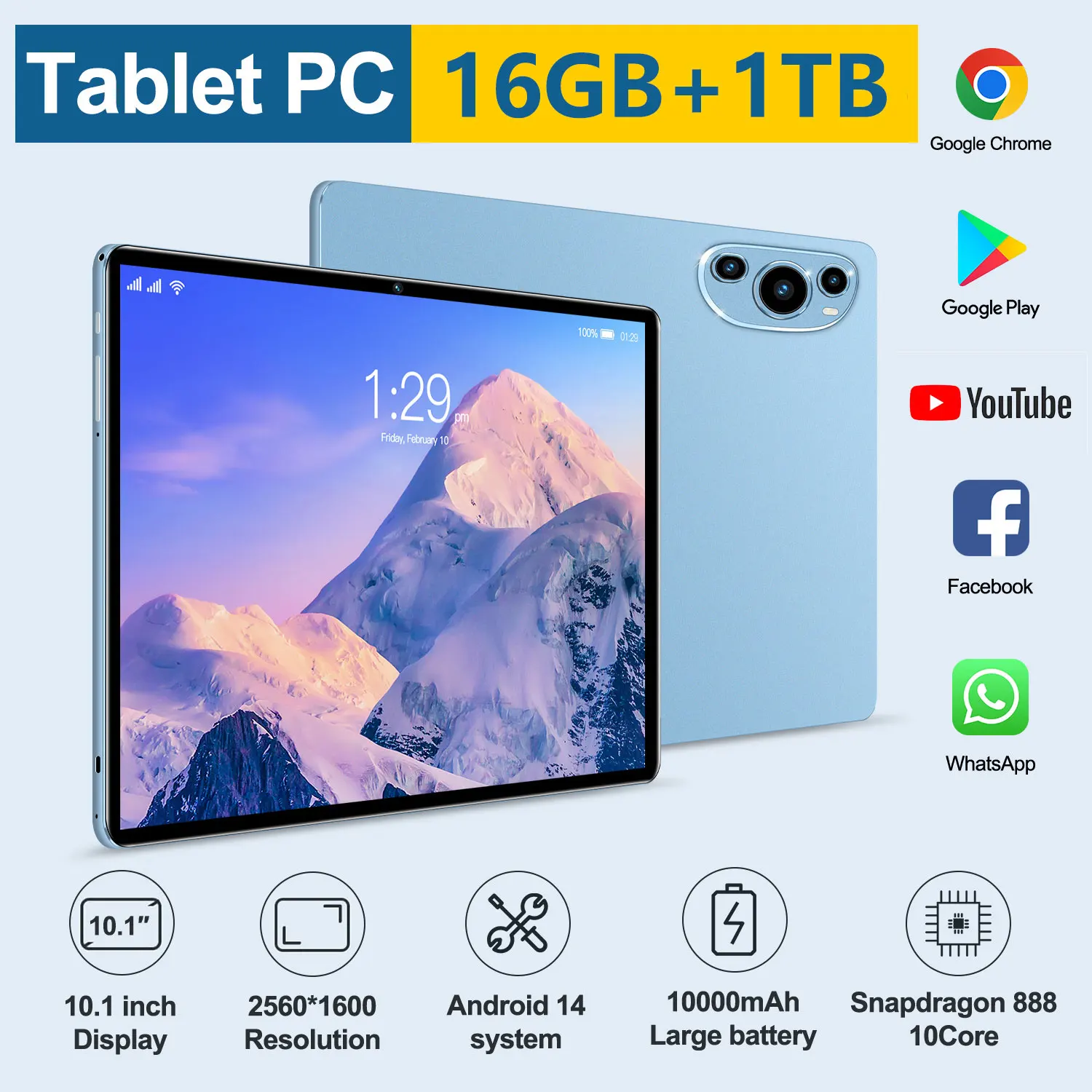 Глобальная версия Pad P61 Планшет Android 14 Snapdragon 888 16 ГБ + 1 ТБ 10000 мАч 5G Телефонный звонок