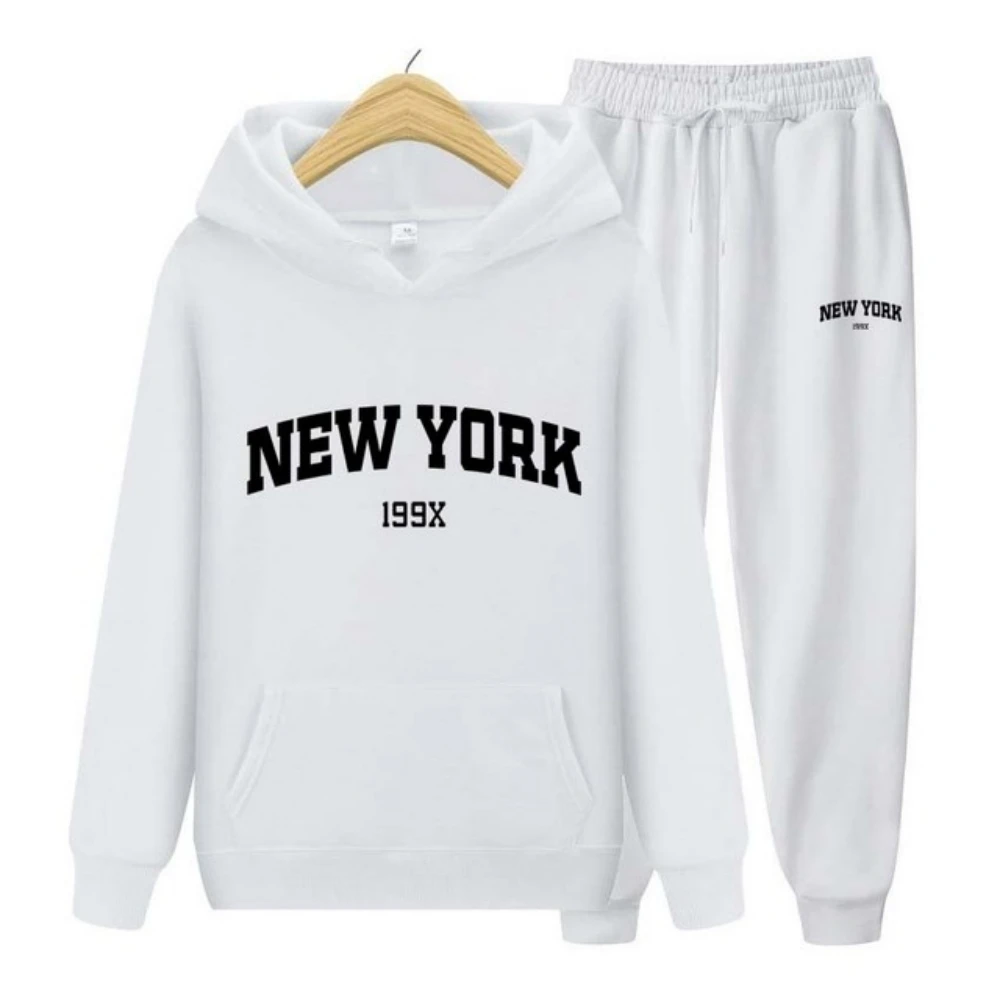 

Комплект спортивной одежды для мужчин и женщин, худи с принтом Нью-Йорка и штаны, комплект из двух предметов, джоггеры, толстовки, штаны для бега, одежда на осень-зиму