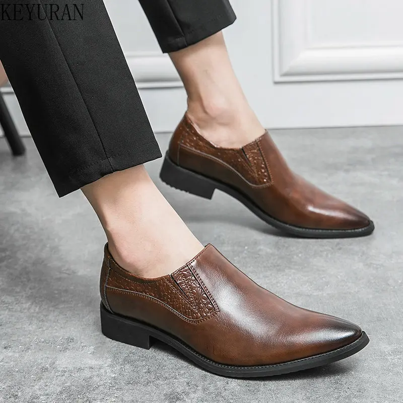 

Men Leather Casual Shoes Breathable Driving Moccasins Comfortable Slip on Mens Loafers Business Office Party Dress Shoes for Men